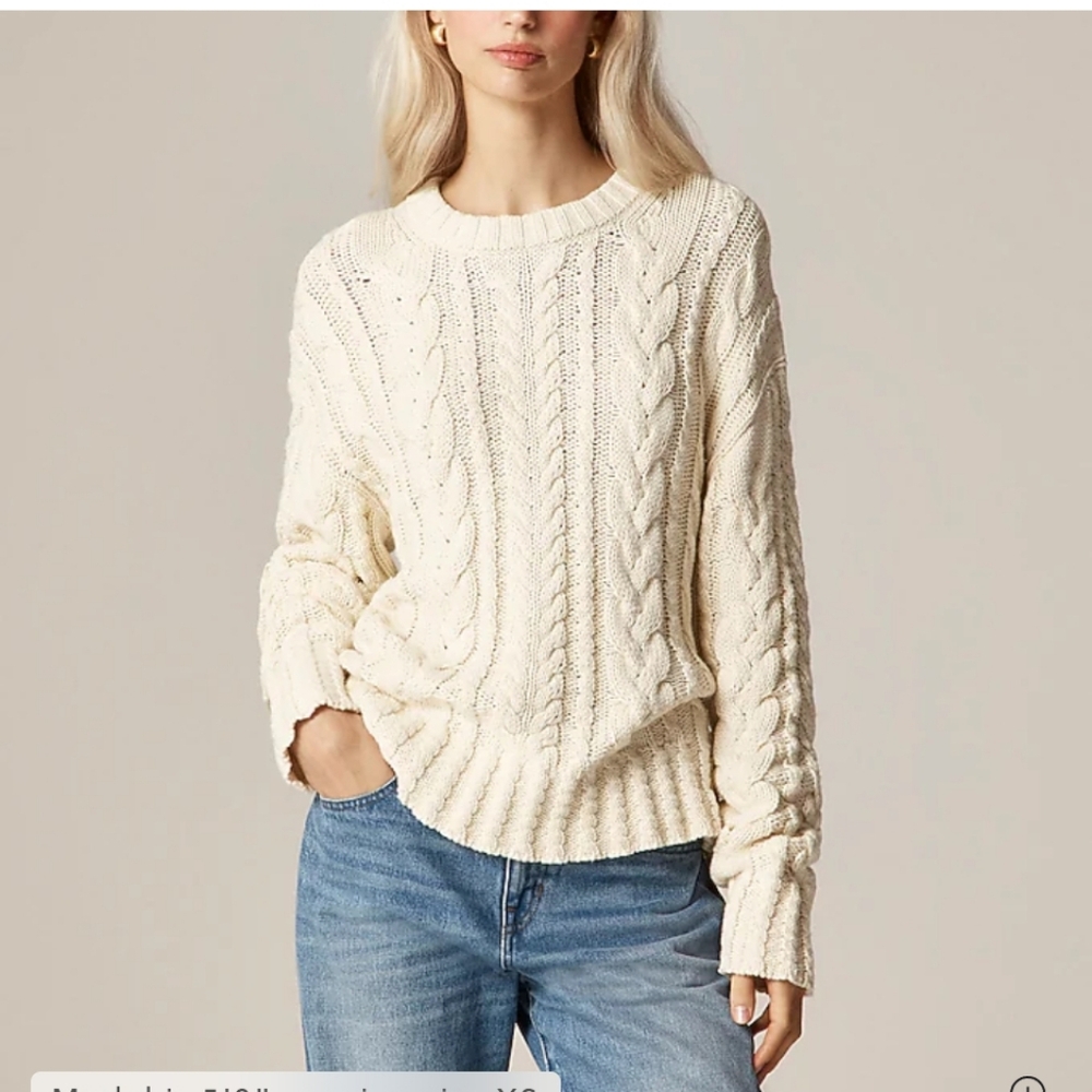 J Crew Cable-knit crewneck sweater CN860 Size S NWT